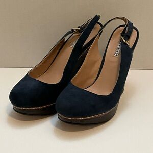 Charles David Navy Suede Wedges 8.5
